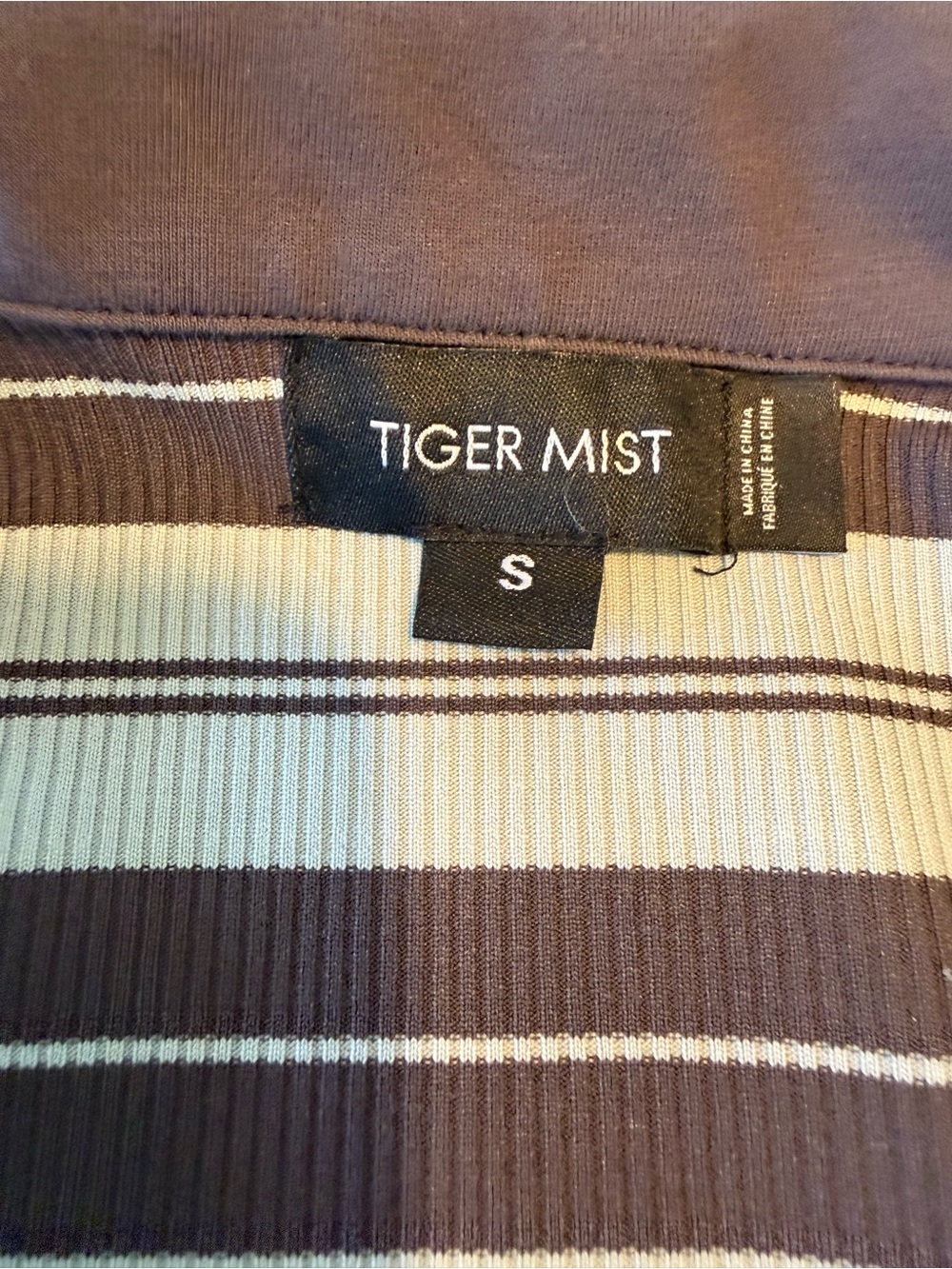Tiger Mist Striped V‑Neck Long Sleeve Crop Top in Blue and Charcoal - Picture 6 of 6